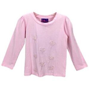 Girls Size 4T Pink Long Sleeve Shirt With Heart Embroidery By CR Kids